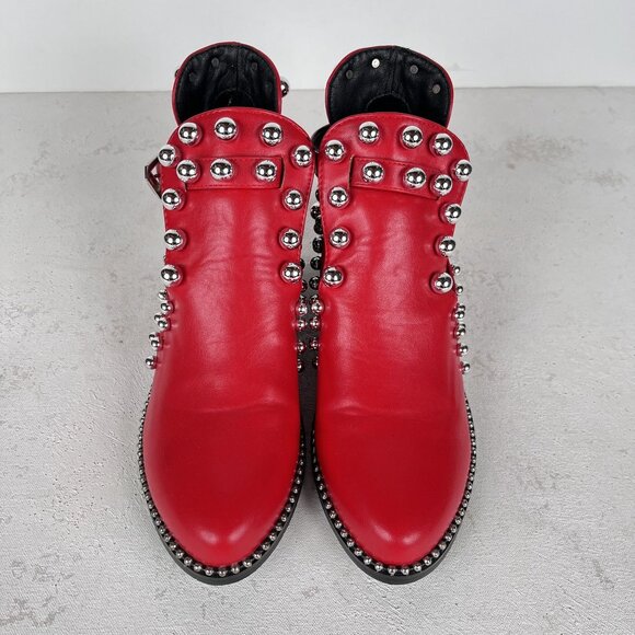 Ninety Union Riverside Red Studded Ankle Boot Rock Glam Womens Sz 7 - Picture 3 of 9